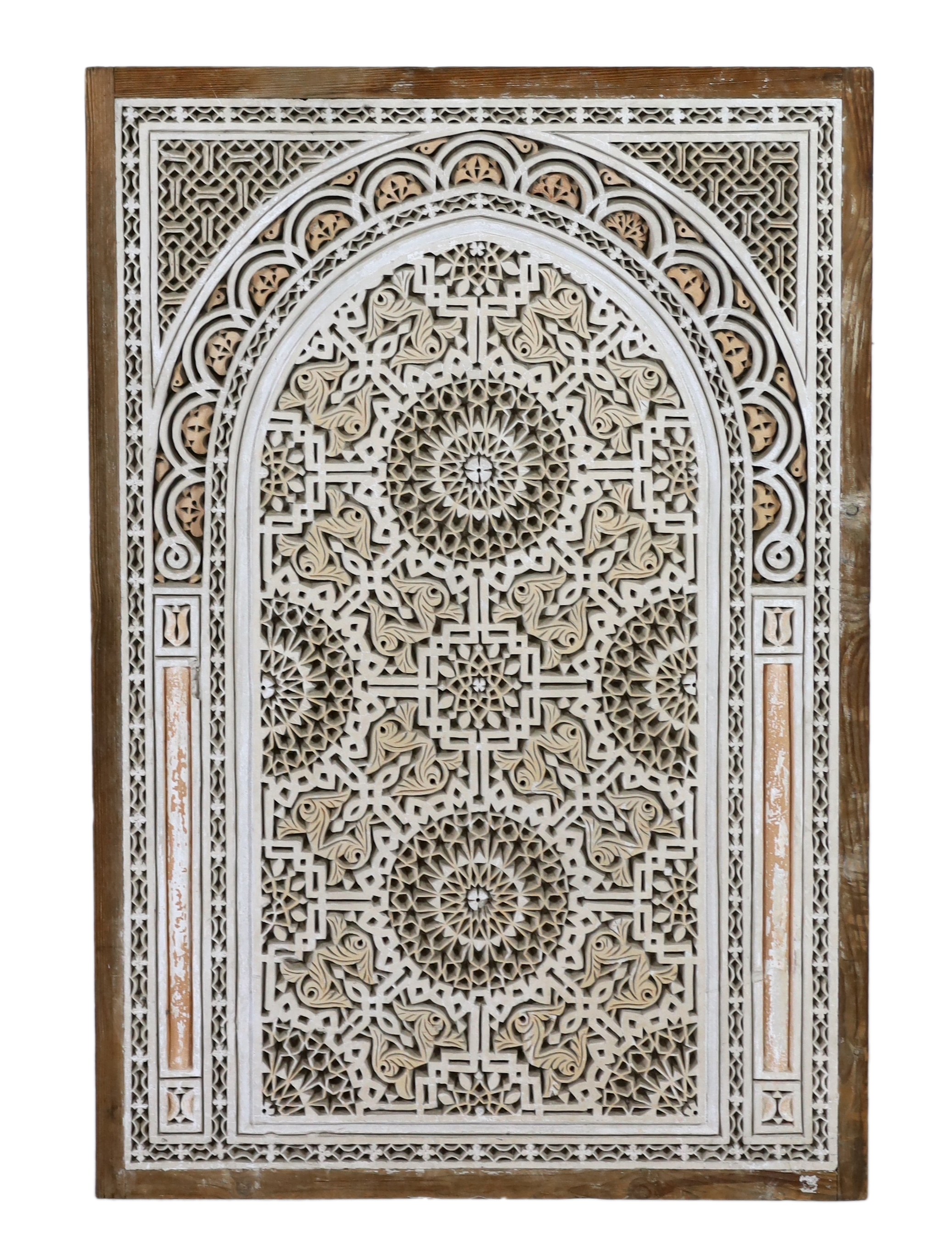 CORRECTION - A Hispano Moresque carved stucco work panel, 127 x 84.5cm without frame